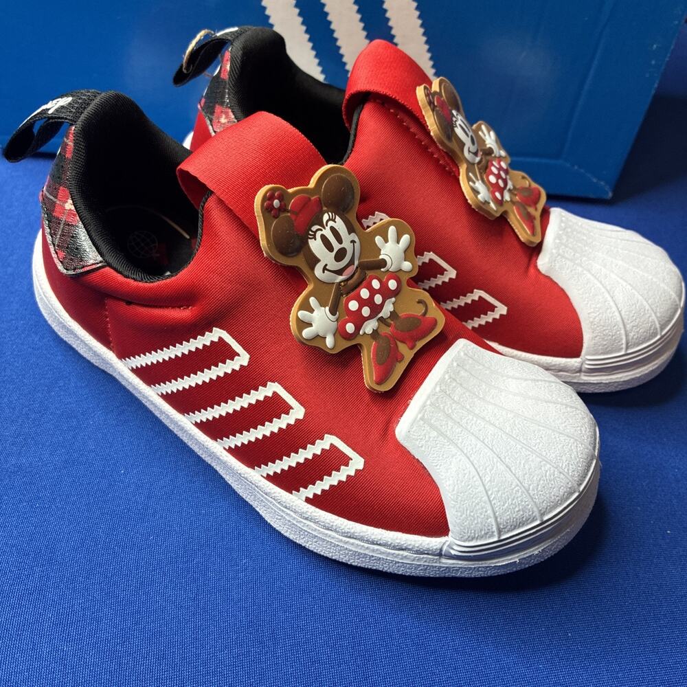 New Size 10.5 Adidas Superstar 360 Disney Minnie Mouse Slip On Black Toddler